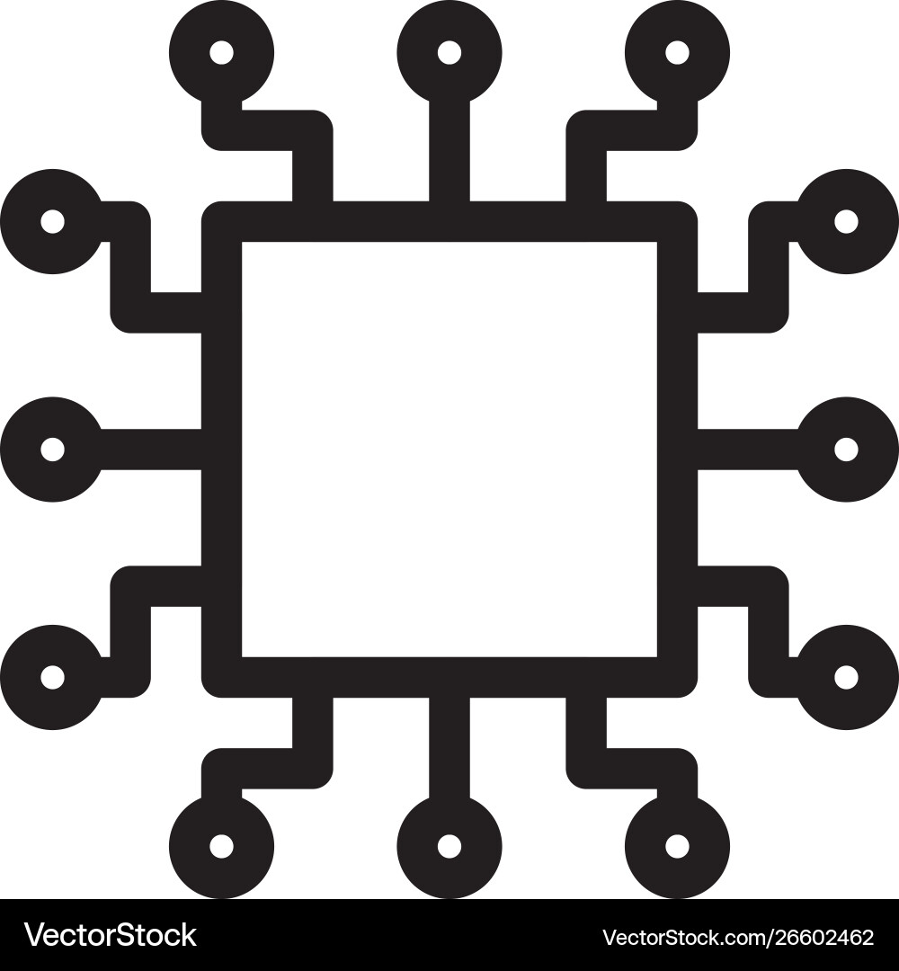 Flat line ic processor microchip computer brain Flat line ic processor microchip computer brain Vector Image