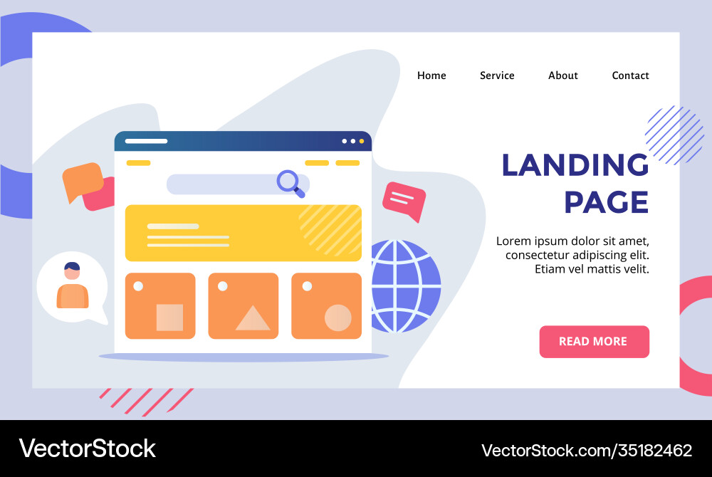 Landing page user interface monitor concept Landing page user interface monitor concept vector image