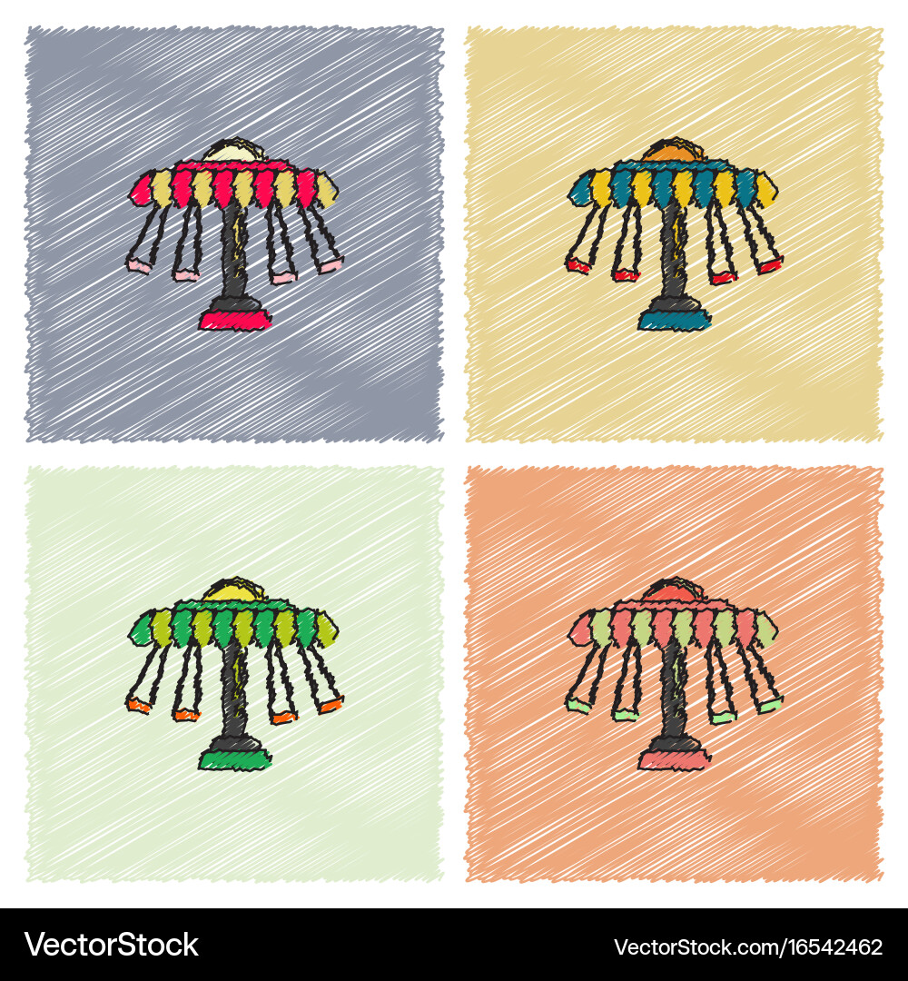 Merry-go-round icon in hatching style Vector Image