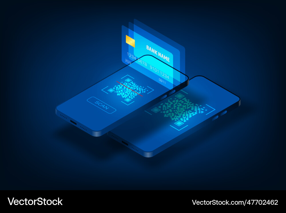 Qr code with smartphone technology concept online Qr code with smartphone technology concept online vector image