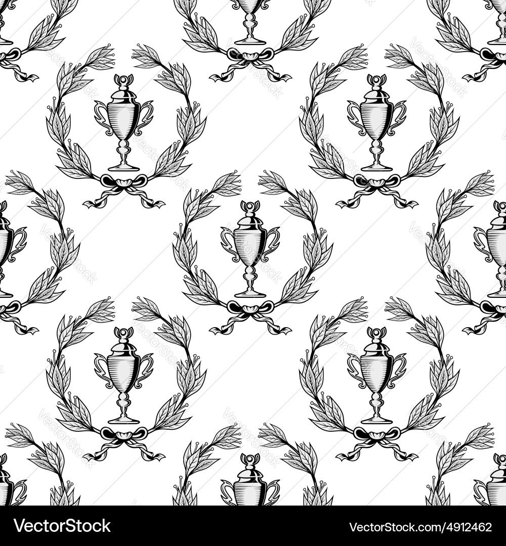 Retro Laurel Trophy Pattern Vector Image