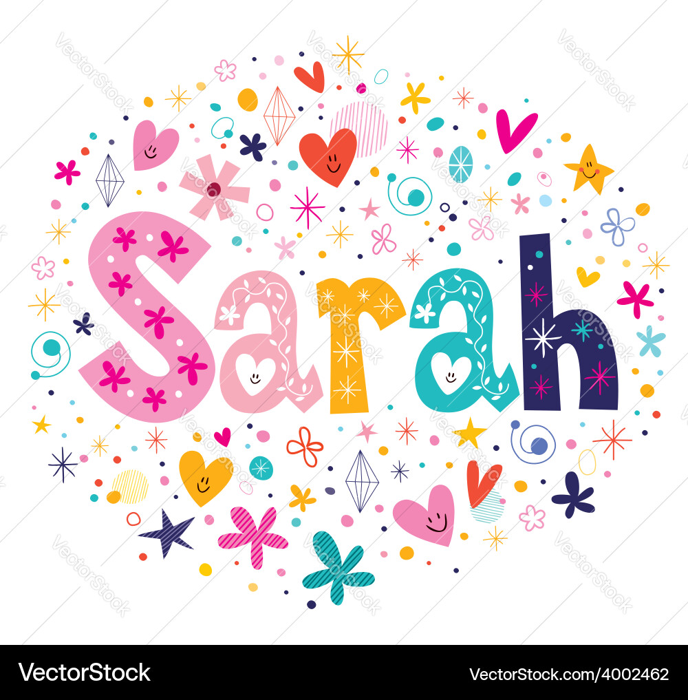 Sarah female name decorative lettering type design