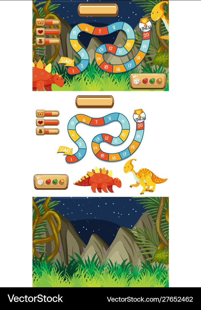 Set game background templates with dinosaurs Set game background templates with dinosaurs vector image