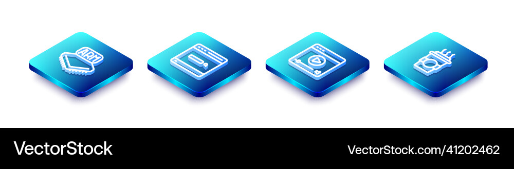Set isometric line processor search engine Set isometric line processor search engine vector image