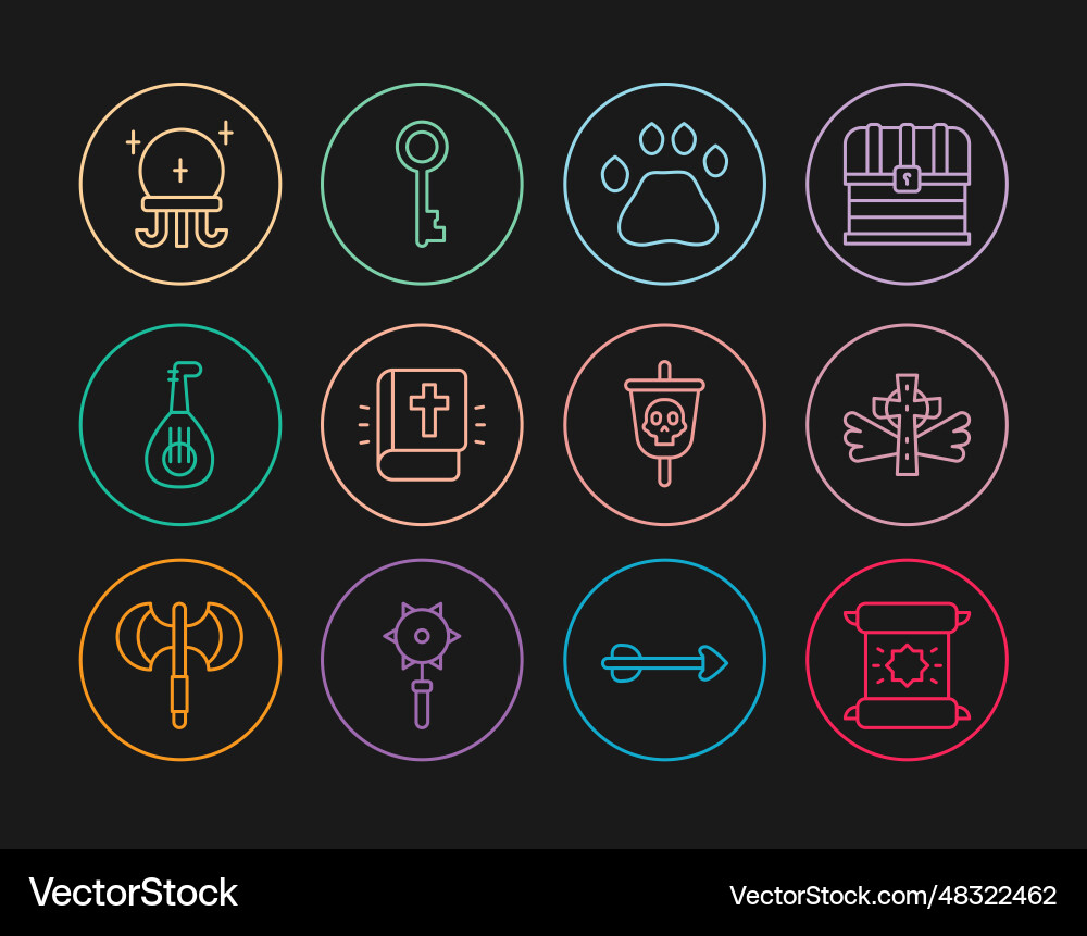 Set line decree parchment scroll christian cross Vector Image