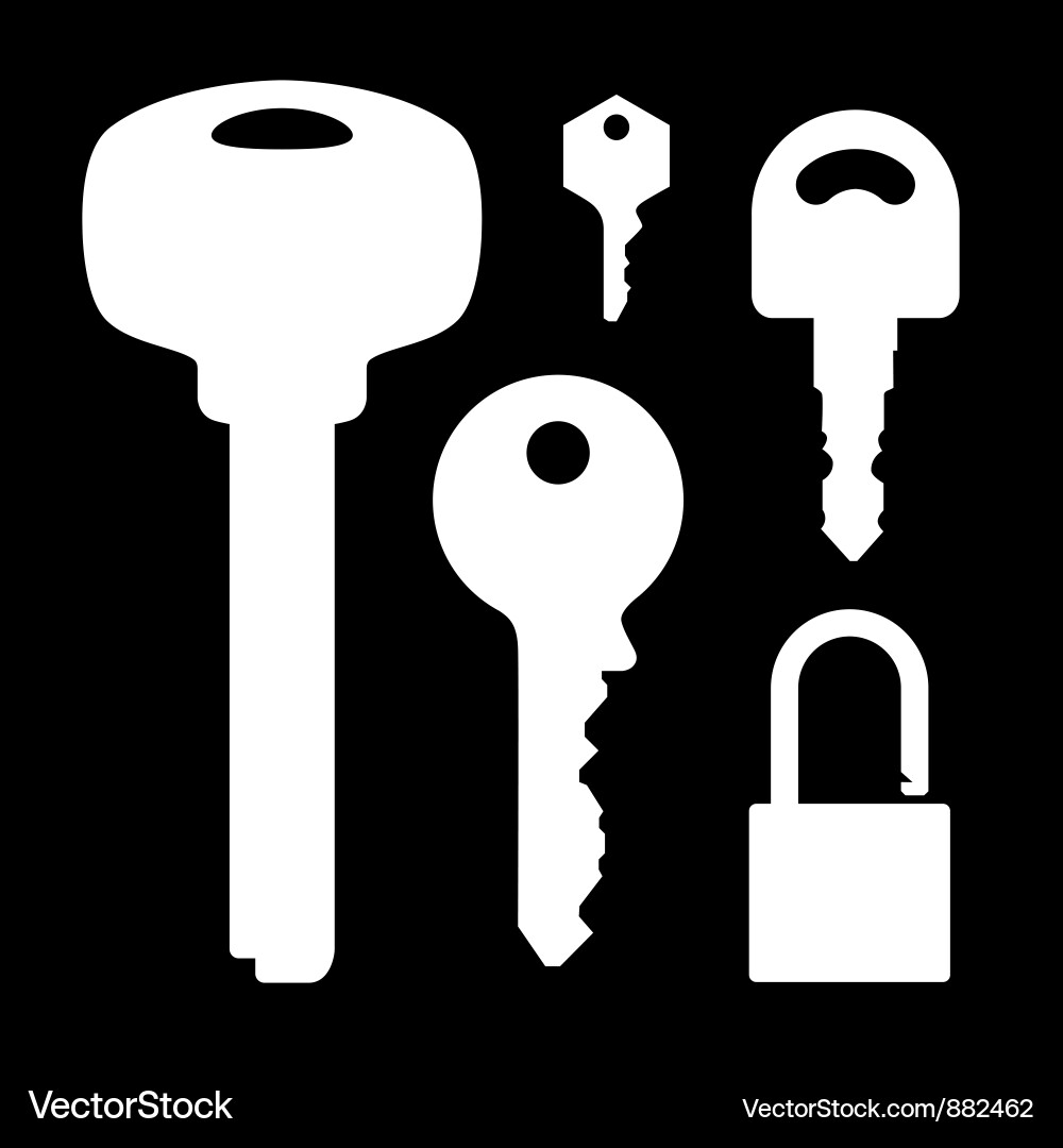 Set of keys lock on black background vector image