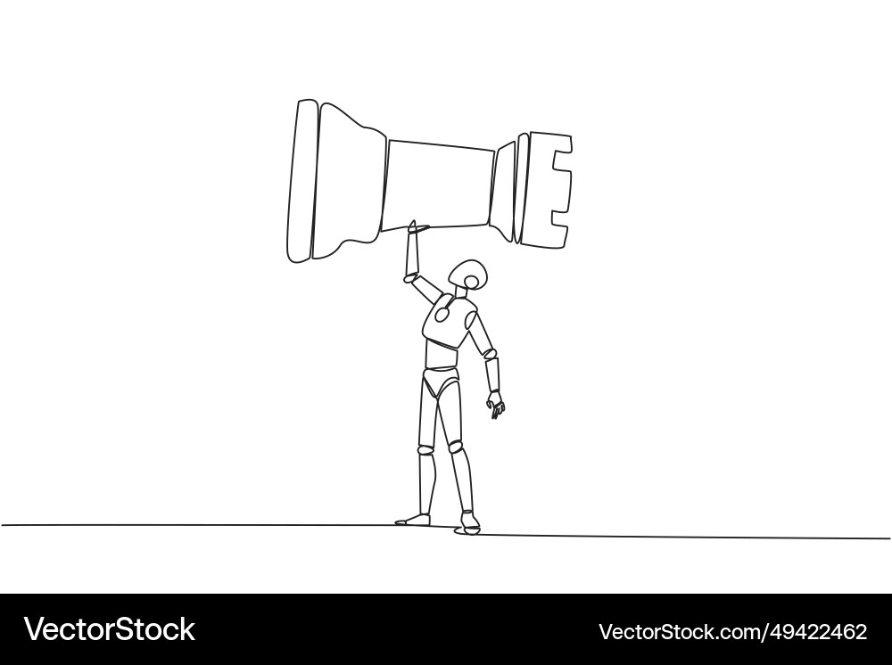 Single continuous line drawing robot smart Single continuous line drawing robot smart Vector Image