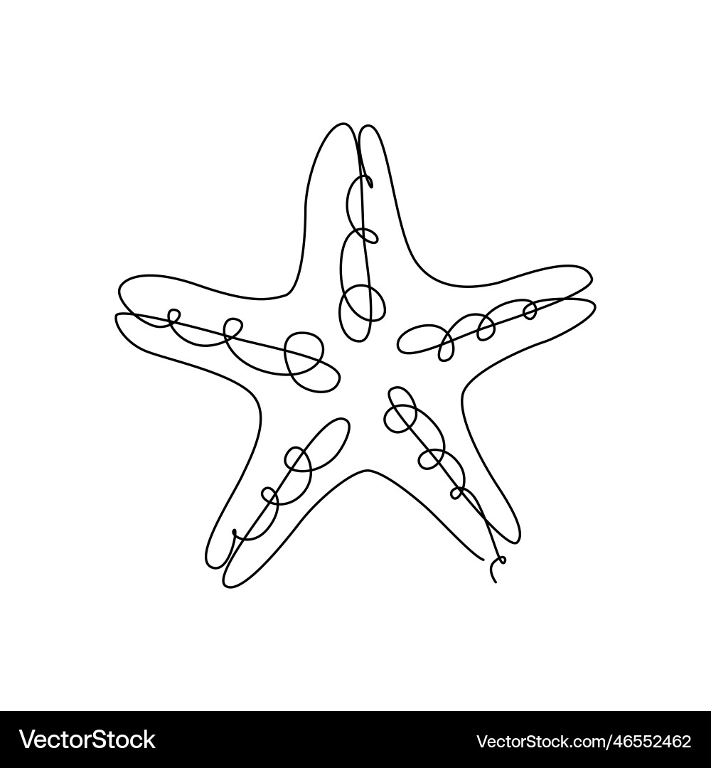 Starfish line art sea star continuous Vector Image