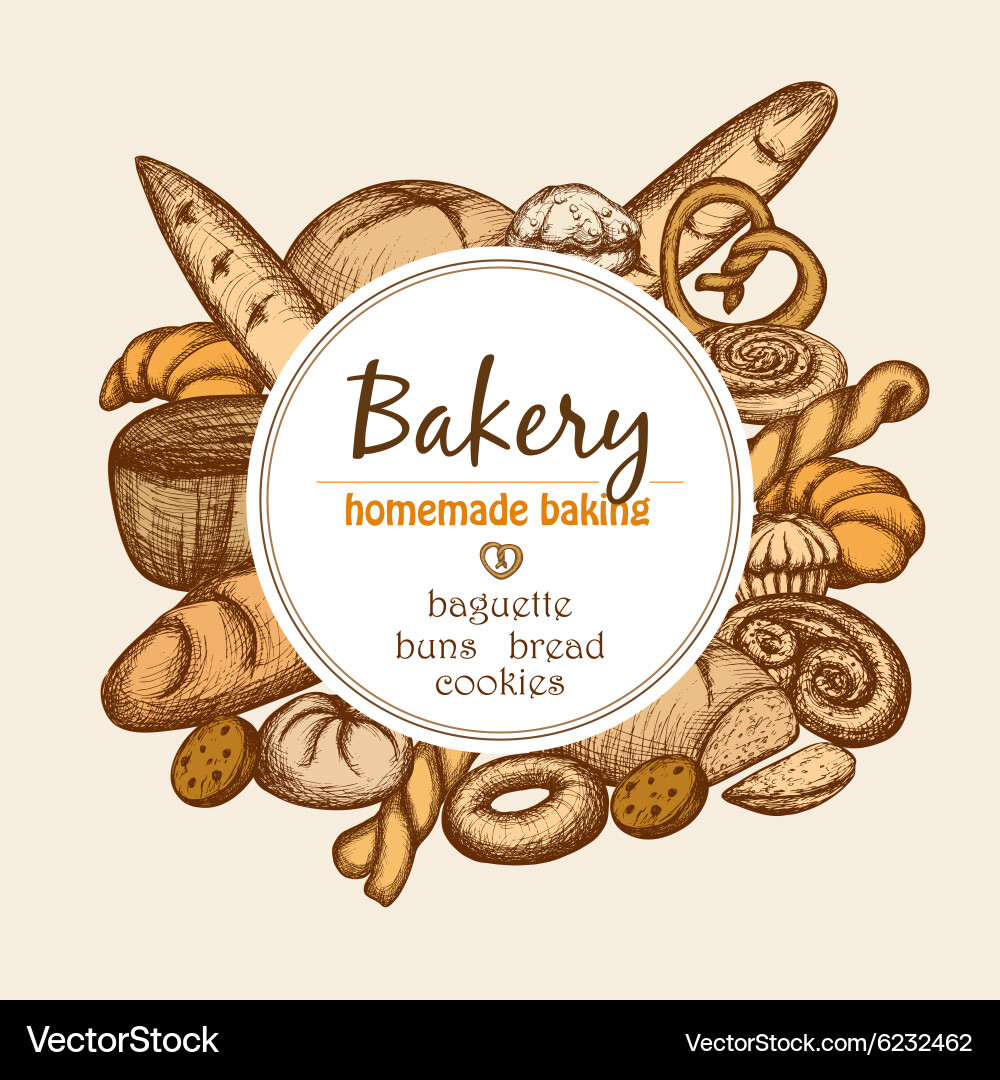 Vintage Bakery Frame - Pastries & Brot Vektorbild