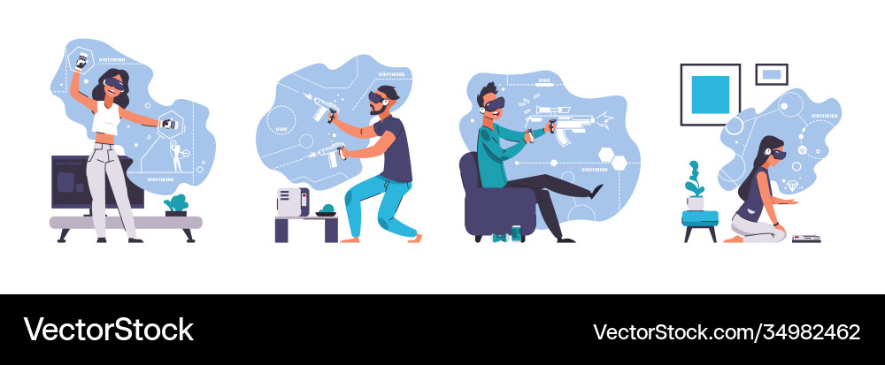 Virtuelle Realität Männer und Frauen tragen smart Virtuelle Realität Männer und Frauen tragen smart vektorbild