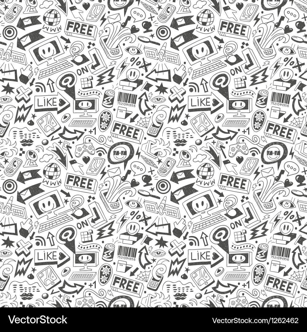 Web doodles - seamless pattern vector image