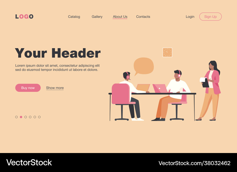 Young operators working in call center Young operators working in call center vector image