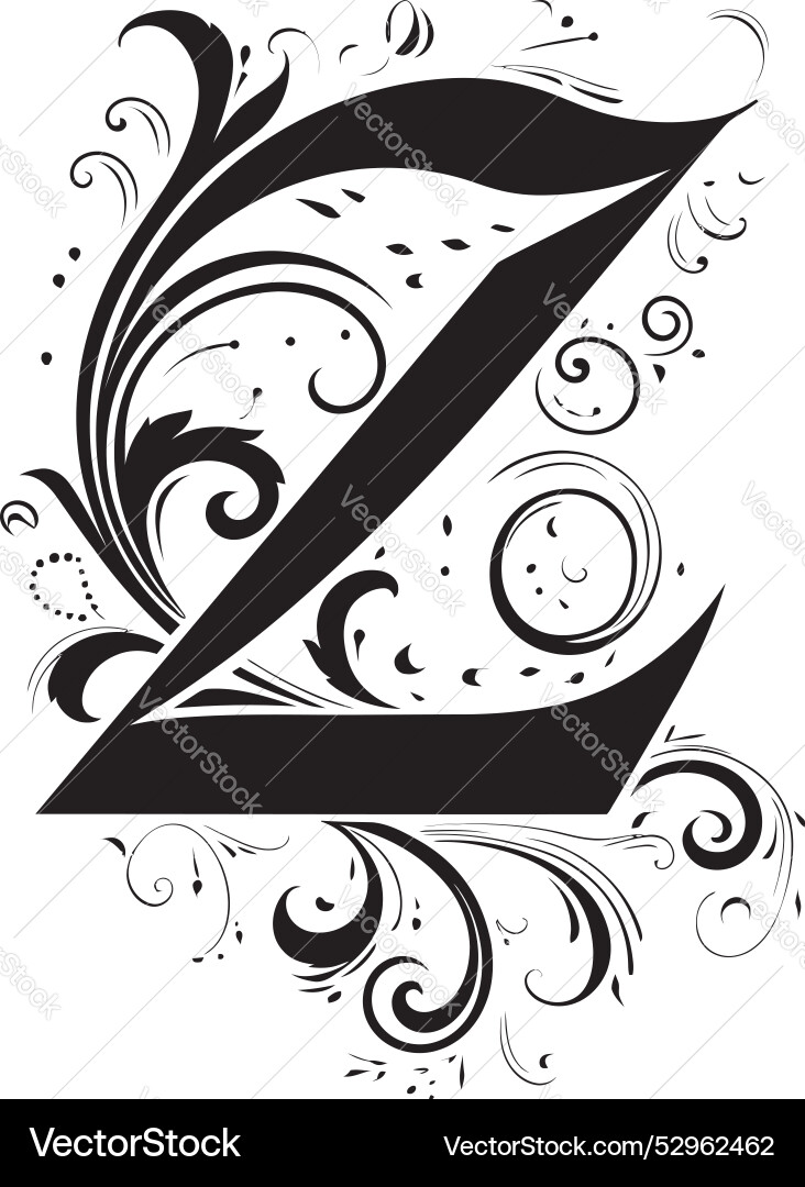Zenith flourish elegant font z art script Vector Image