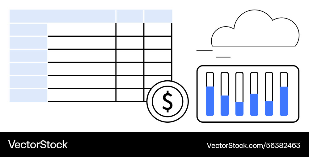 Cloud-based financial data analysis with graphs Cloud-based financial data analysis with graphs vector image
