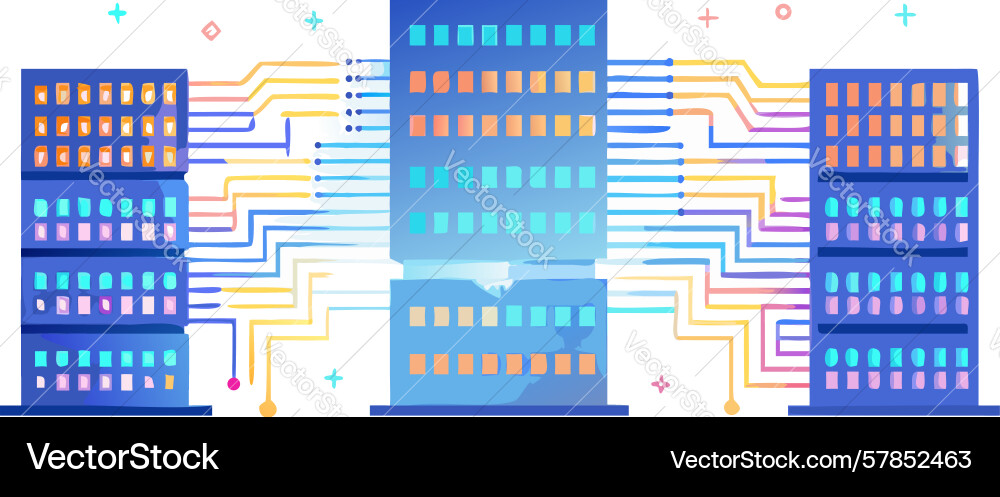 Data center server racks design generative ai vector image