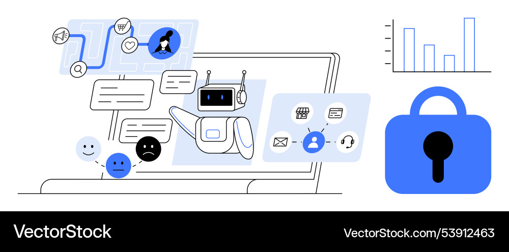 Digital security with ai chatbot for effective Vector Image