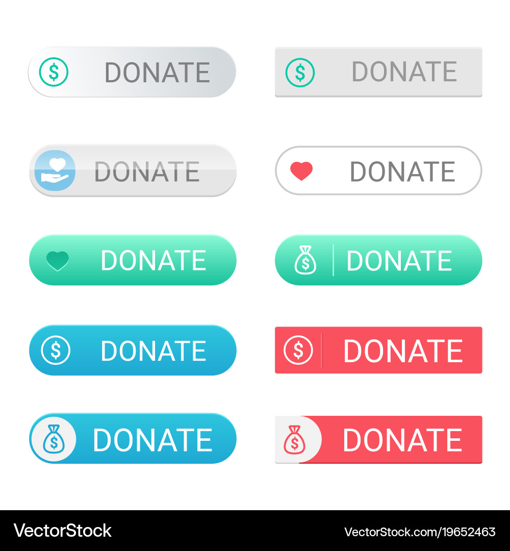 Donate Button Collection - Minimalist Icons vector image