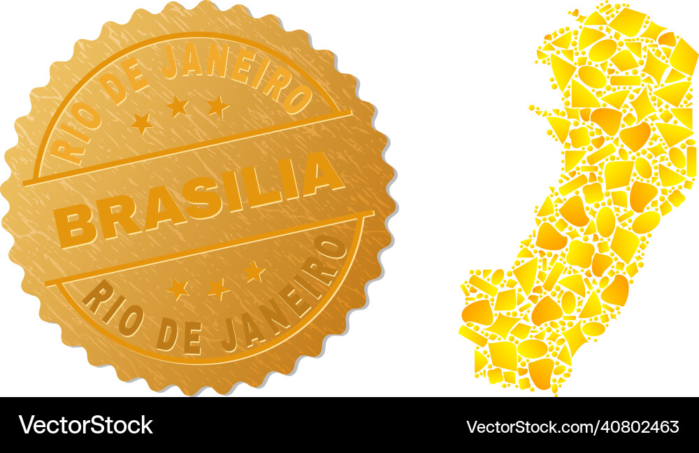 Espirito santo state map collage of gold and metal Espirito santo state map collage of gold and metal vector image