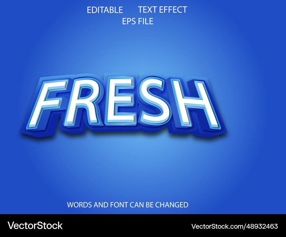 Fresh text effect font editable typography 3d vector image
