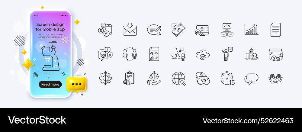 Microscope file and graph chart line icons Microscope file and graph chart line icons vector image