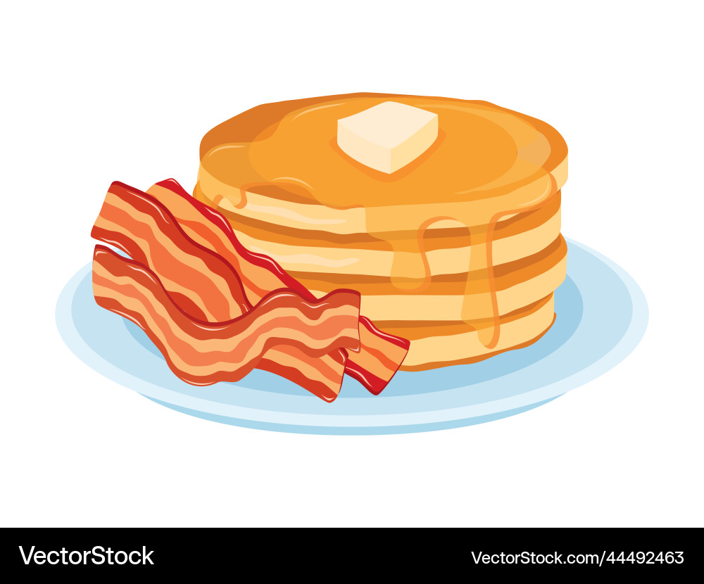 Pancakes with Bacon & Maple Syrup Vector Image