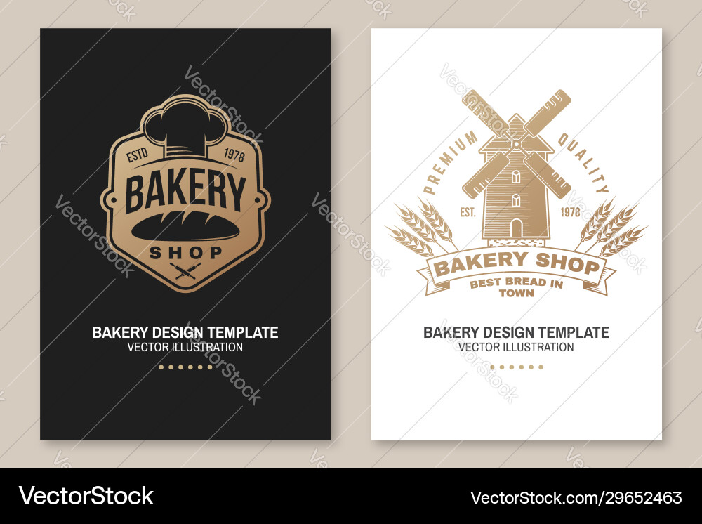 Set Bäckerei Badge Konzept Set Bäckerei Badge Konzept vektorbild