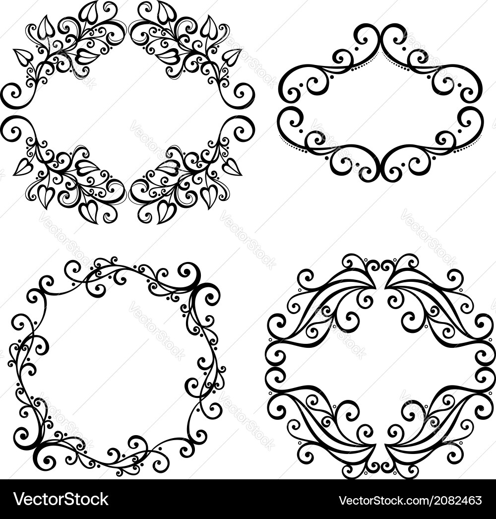 Set of ornamental frames for text vector image