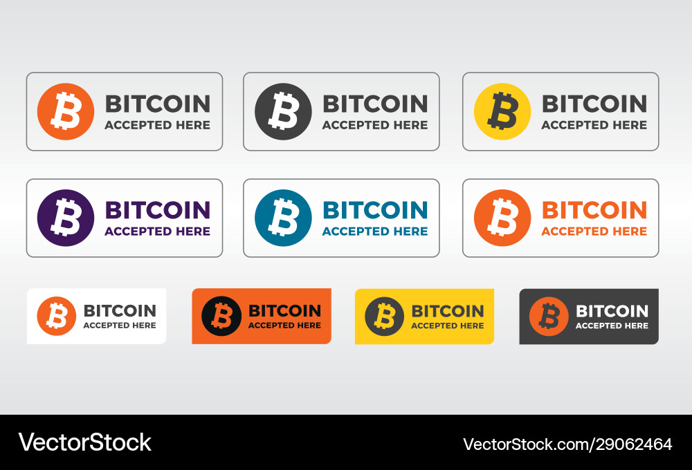 Bitcoin icon set color buttons and banner vector image