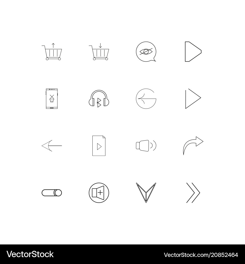 Buttons linear thin icons set outlined simple vector image