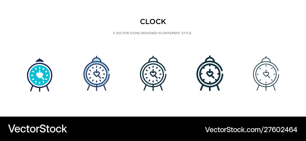 Clock icon in different style two colored Vector Image