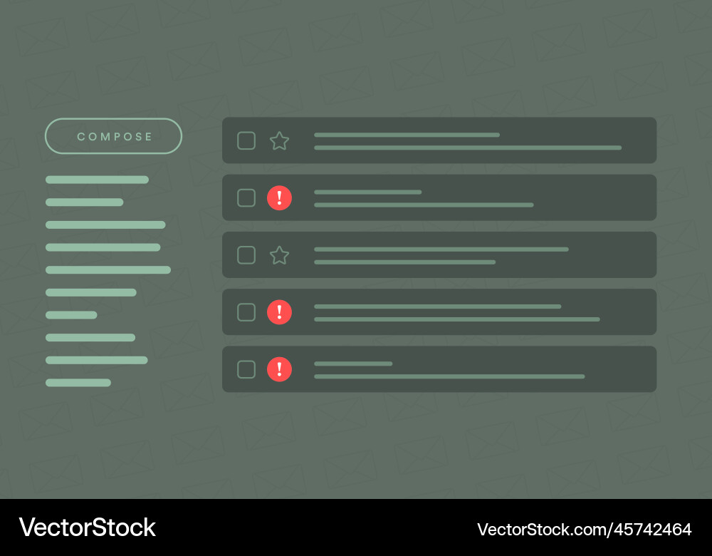 Email inbox with 5 new messages and spam vector image