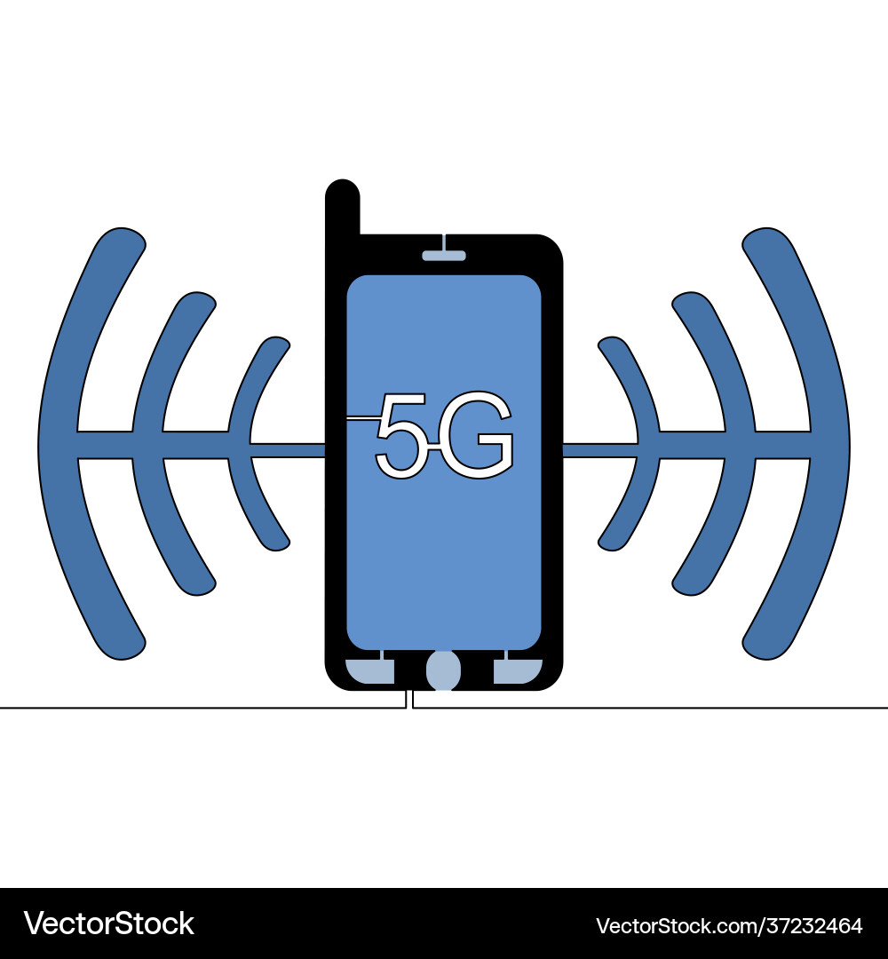 Flat continuous line drawn 5g mobile data concept Vector Image