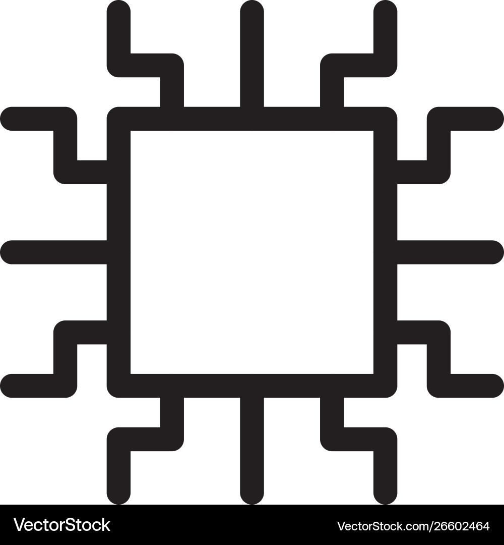 Flat line ic processor microchip computer brain Flat line ic processor microchip computer brain Vector Image