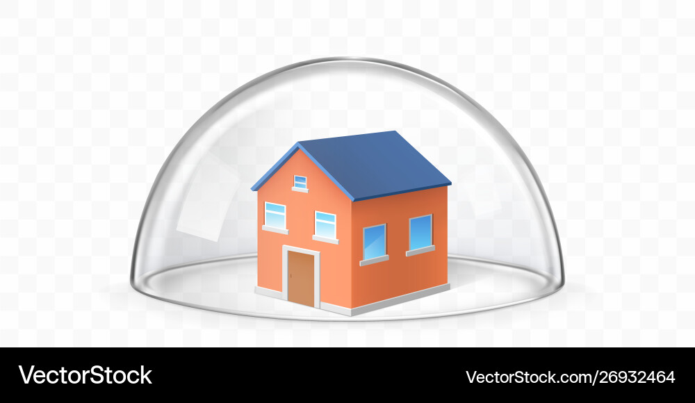 Glass Dome Protecting House Vector Image