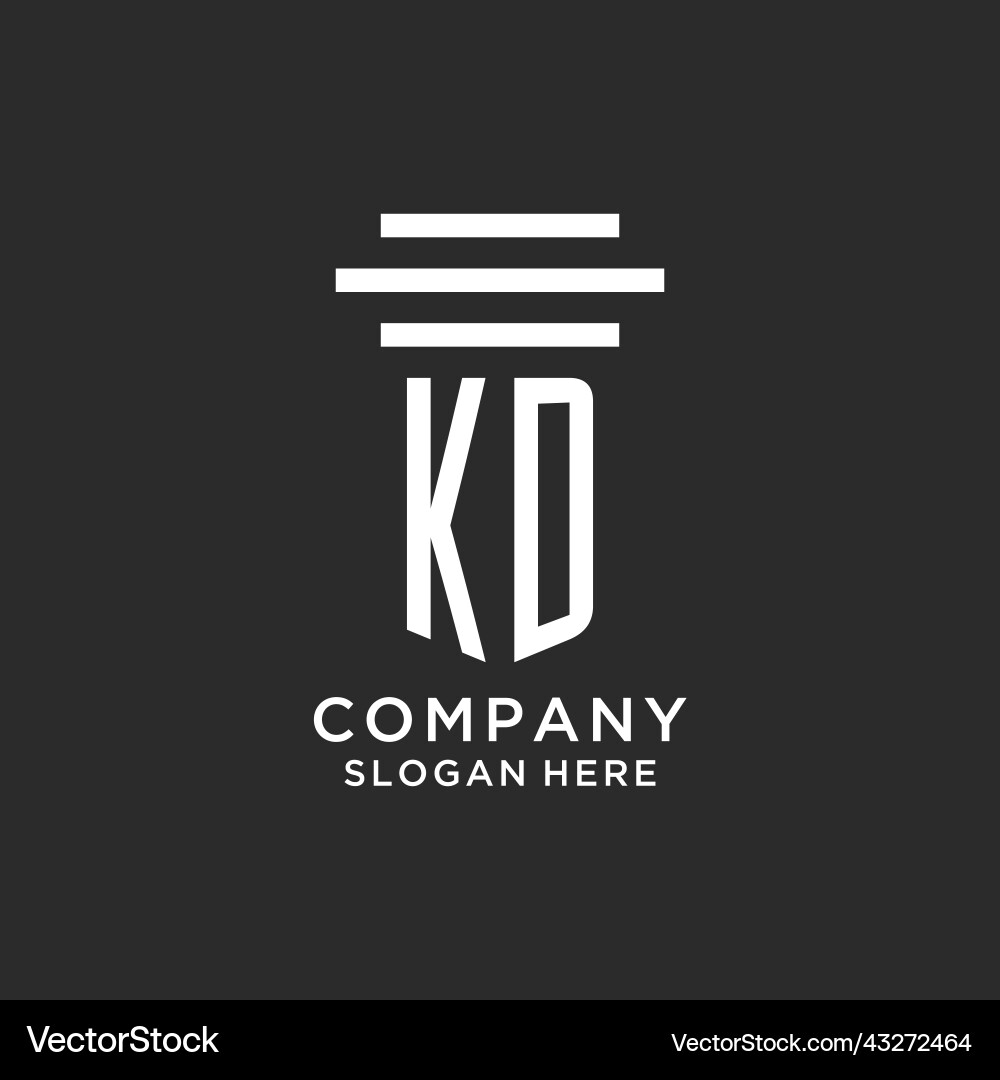 Kd initials with simple pillar logo design vector image