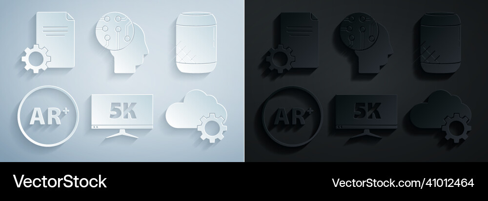 Set monitor display with 5k video voice assistant Set monitor display with 5k video voice assistant vector image