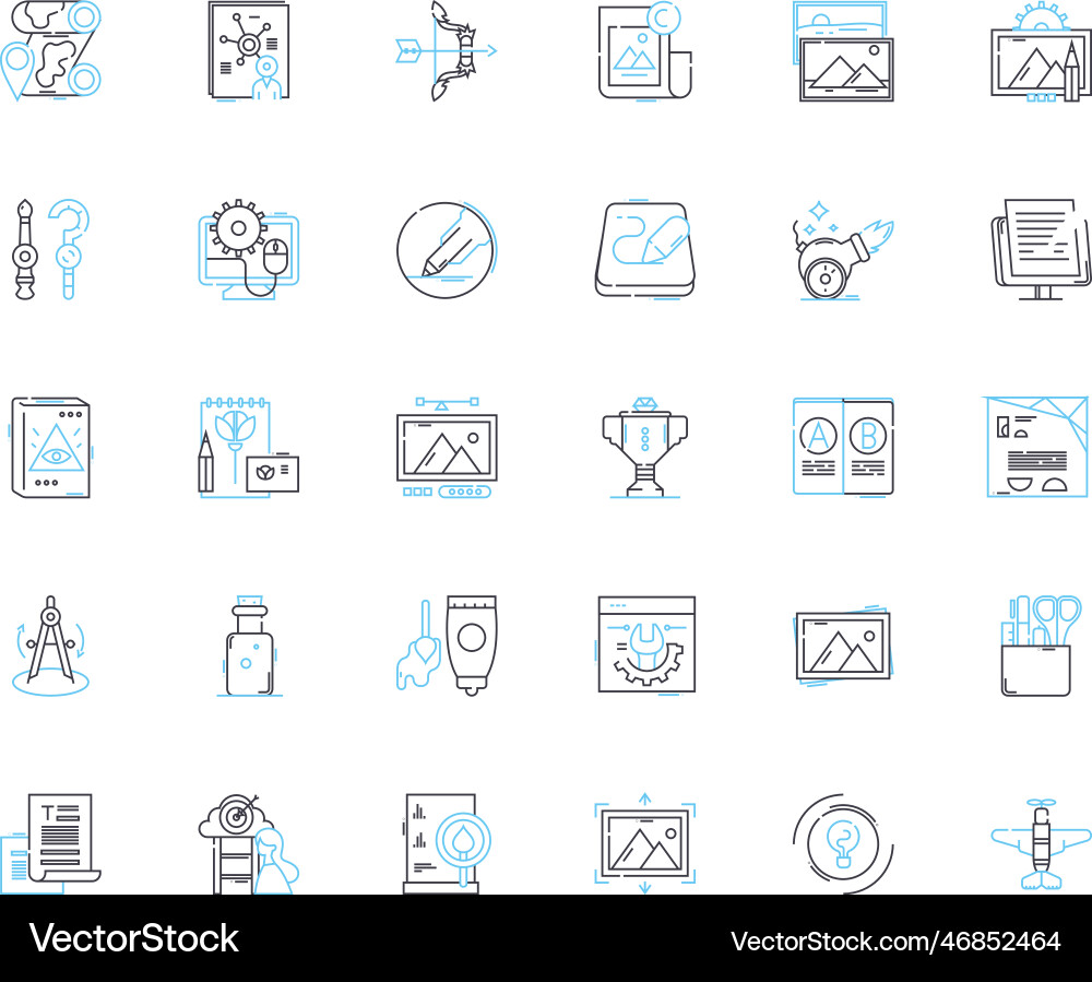 Solid figures linear icons set cube pyramid Vector Image