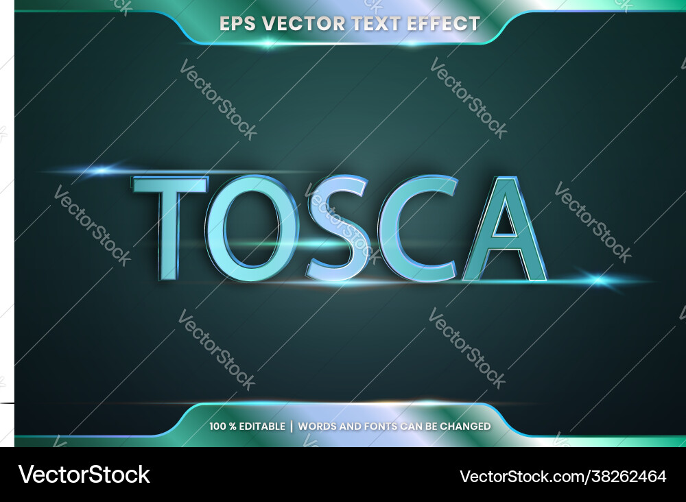 Text effect in 3d tosca words font styles theme Vector Image