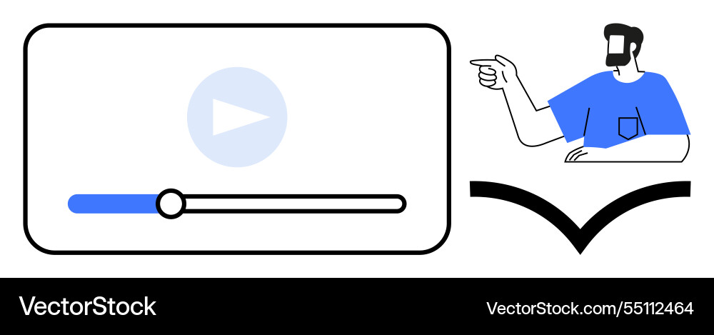 Videoplayer-Schnittstelle mit Instruktor und geöffnet Videoplayer-Schnittstelle mit Instruktor und geöffnet vektorbild