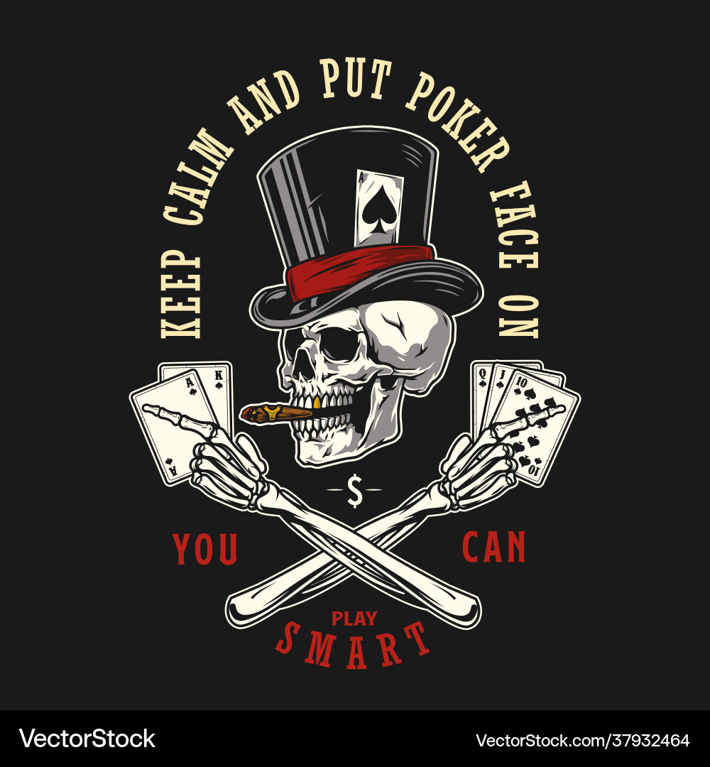 Vintage Poker Skull Badge Vector Image