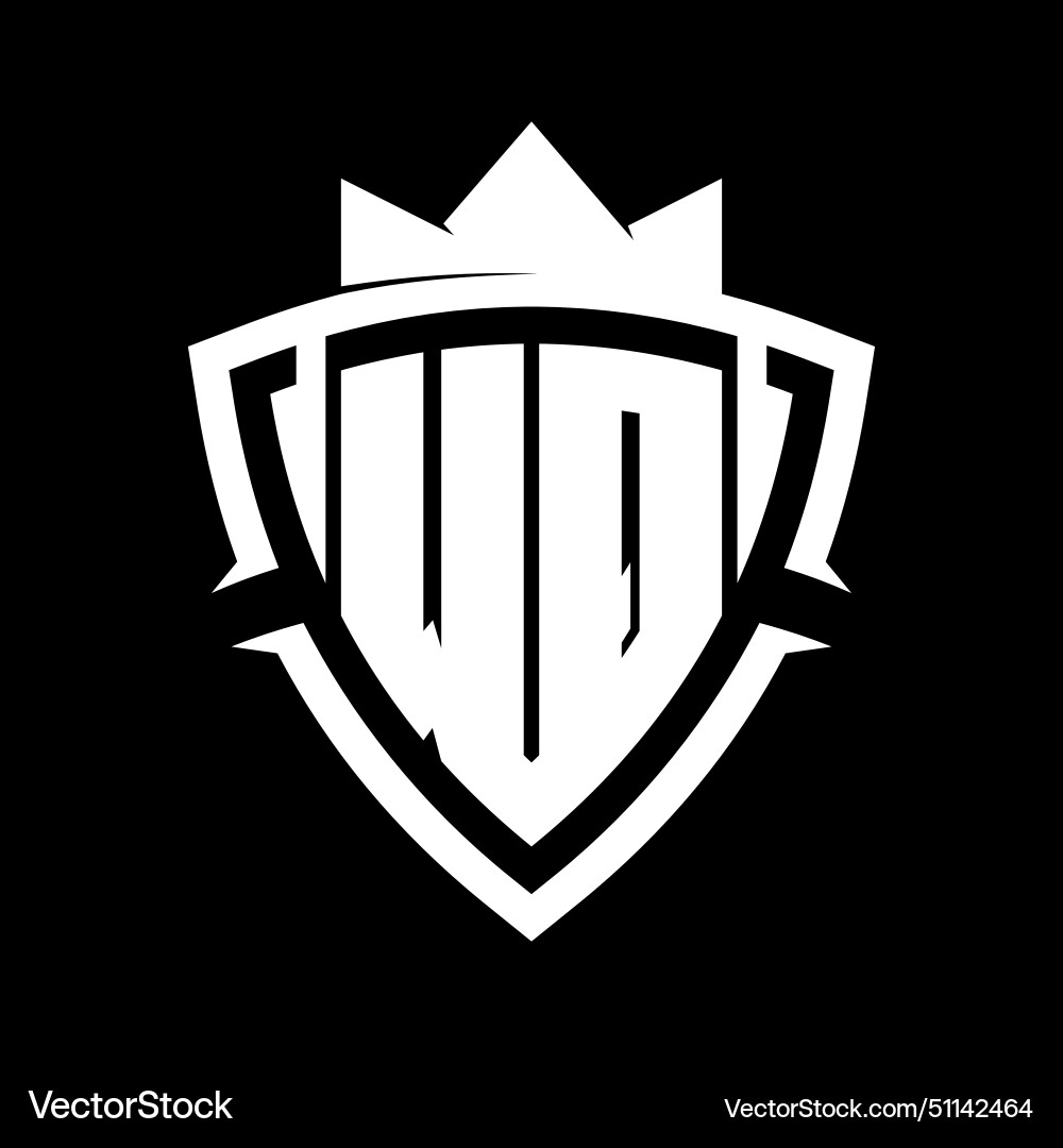 Wq letter monogram with triangle curve shield Vector Image