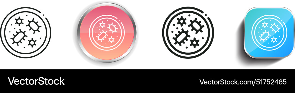 Bacteriology icon thin linear regular and button Bacteriology icon thin linear regular and button Vector Image