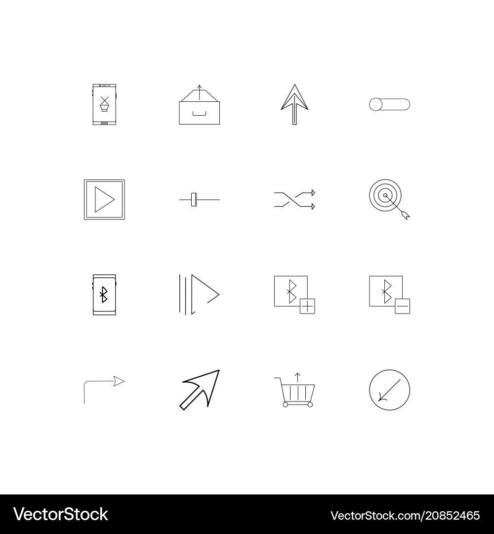 Buttons linear thin icons set outlined simple vector image