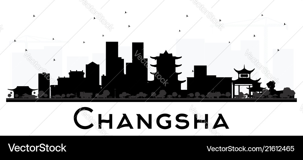 Changsha china city skyline silhouette with black Changsha china city skyline silhouette with black vector image