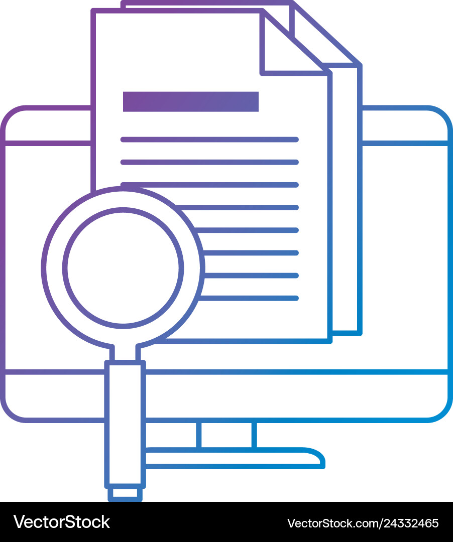 Computer desktop with magnifying glass Computer desktop with magnifying glass vector image