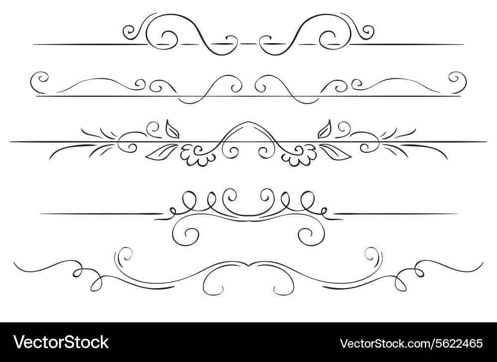 Elegant Scroll Borders Set vector image