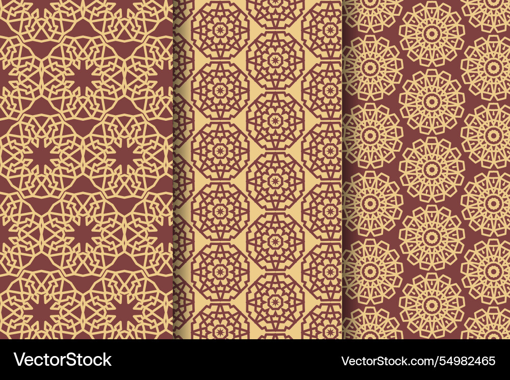 Flat design linear arabic pattern collection vector image