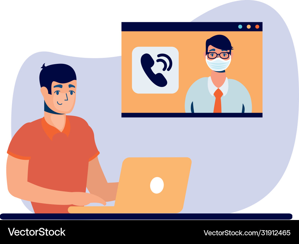 Man with laptop and video chat design Vector Image