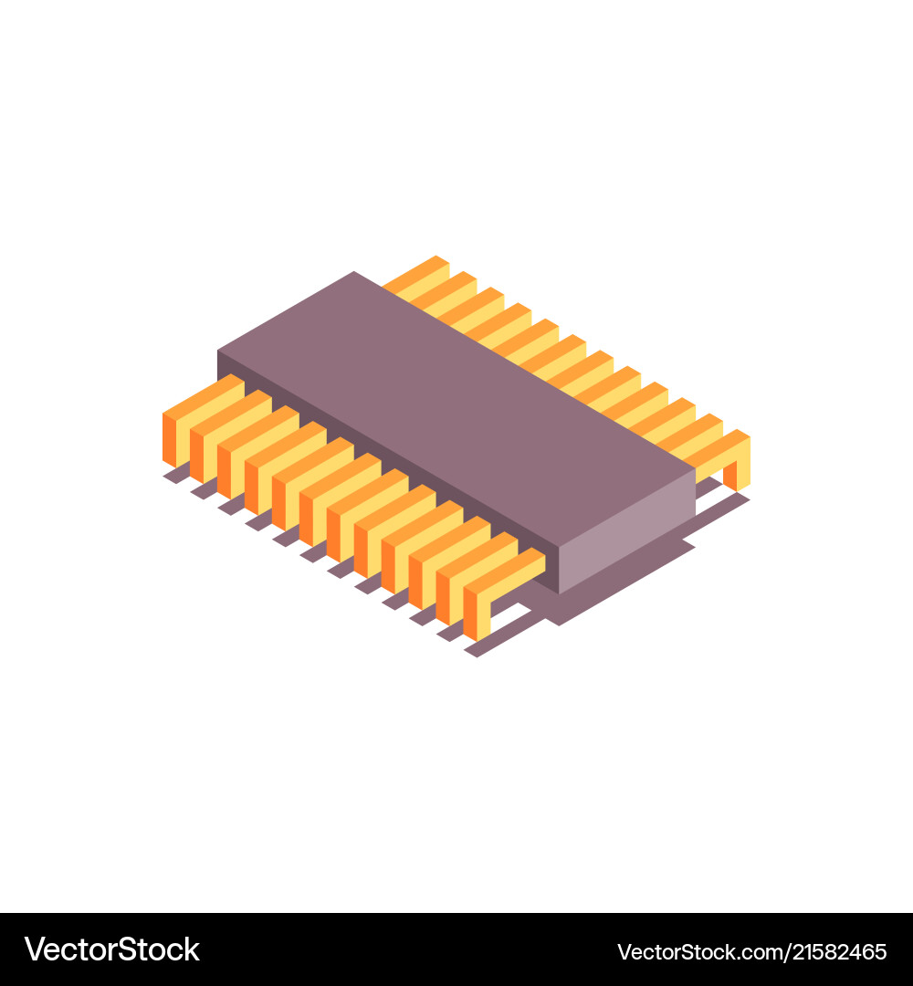 Microchip isometric icon central processing unit Vector Image