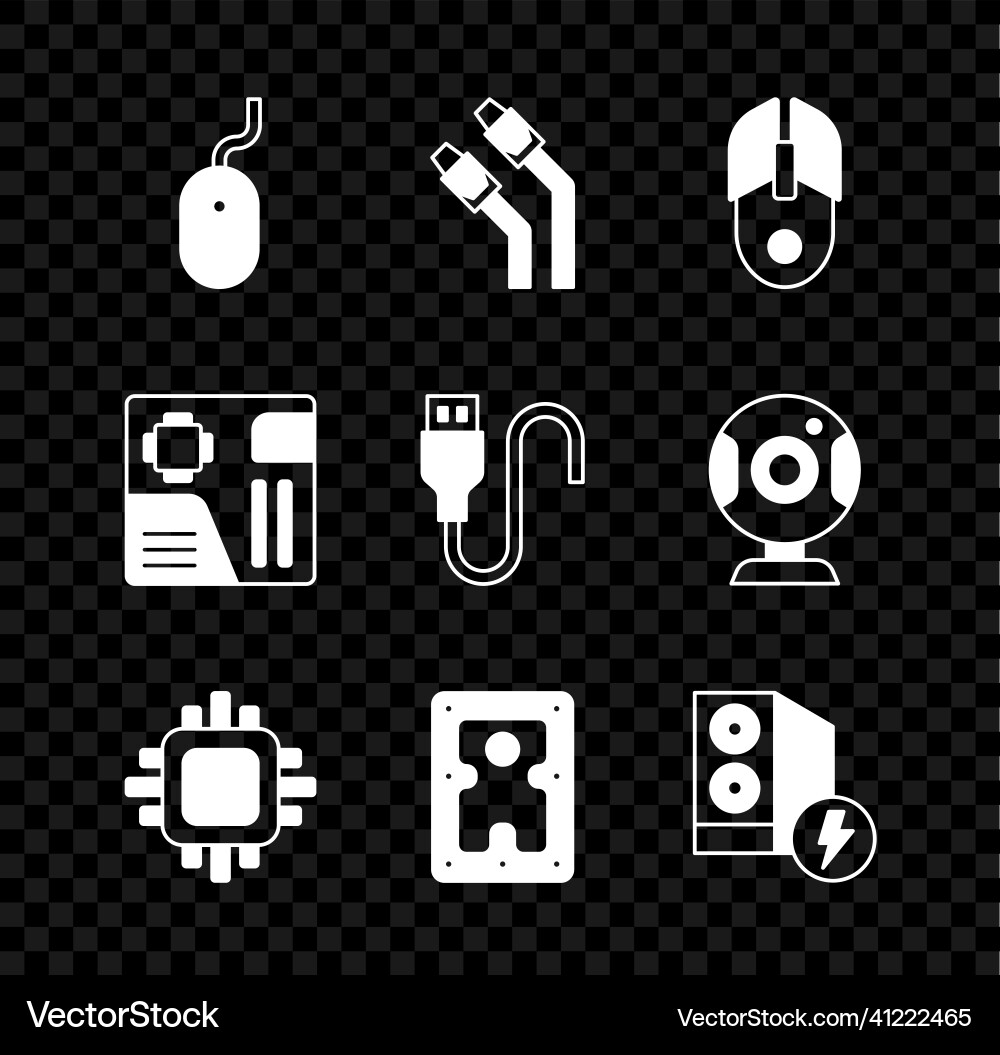 Set computer mouse lan cable network internet vector image